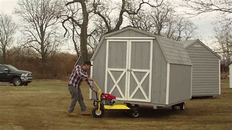 move shed with skid steer|building moving dollies for shed.